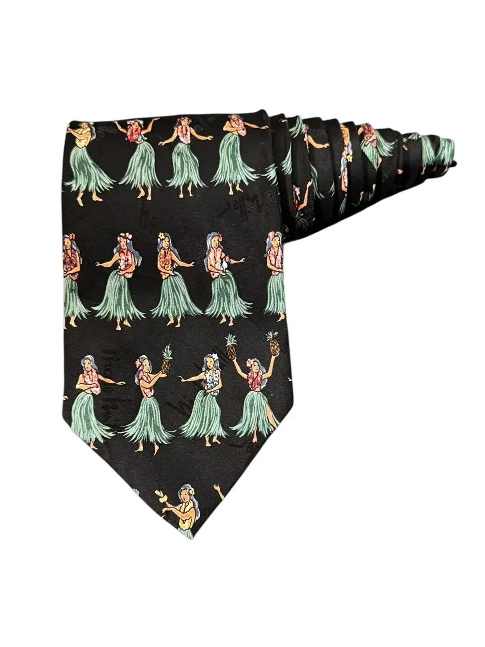 Nicole Miller Hula Dancer Girl Hawaiian Vintage Novelty Necktie 100% Silk